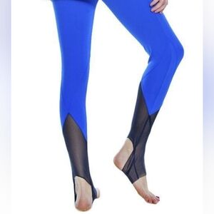NWT Rhonda Shear Mesh Detail Leggings Blue Tummy Control Stretch S